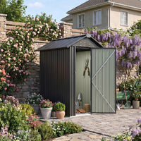 4x4FT Metal Garden Tool Shed With Apex Roof Lockable Door And 4 Vents