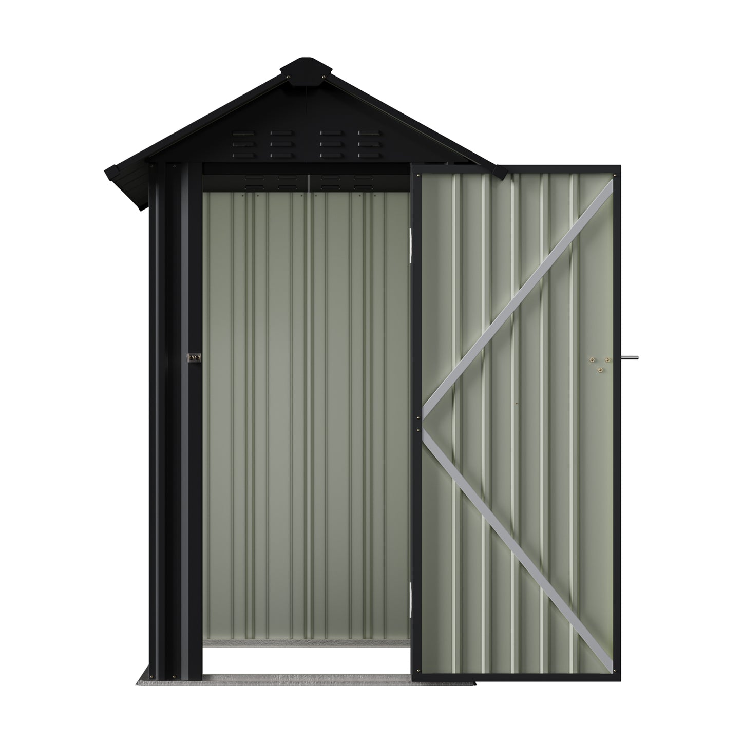 4x4FT Metal Garden Tool Shed With Apex Roof Lockable Door And 4 Vents