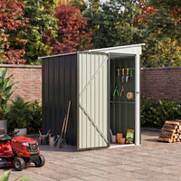 4x6FT Metal Garden Tool Shed With Pent Roof Lockable Door And Vents