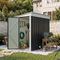 4x6FT Metal Garden Tool Shed With Pent Roof Lockable Door And Vents