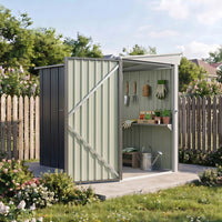 4x6FT Metal Garden Tool Shed With Pent Roof Lockable Door And Vents