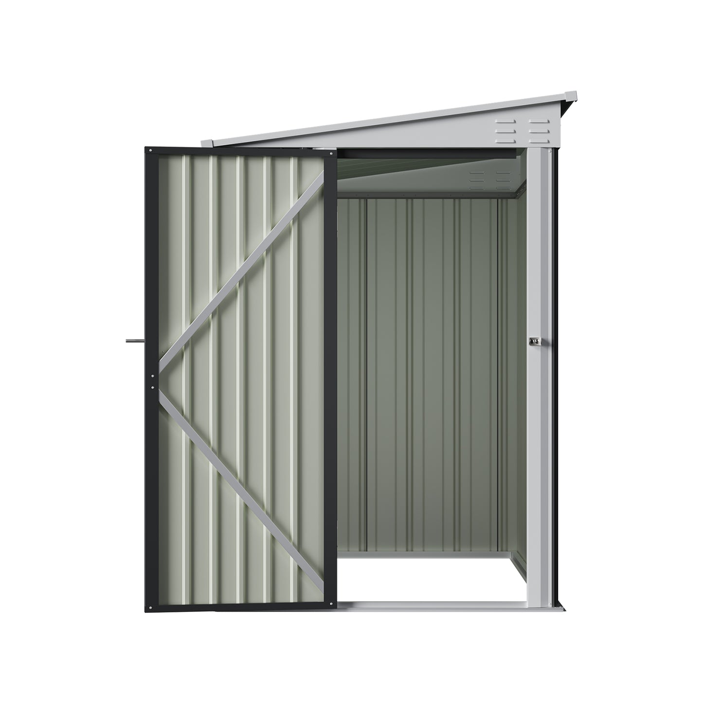 4x6FT Metal Garden Tool Shed With Pent Roof Lockable Door And Vents