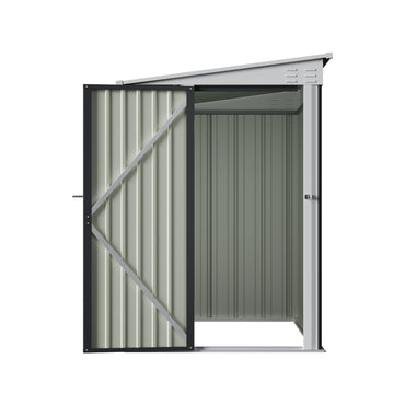 4x6FT Metal Garden Tool Shed With Pent Roof Lockable Door And Vents