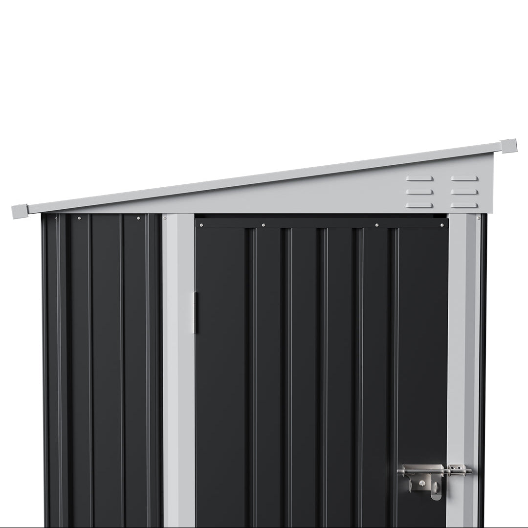 4x6FT Metal Garden Tool Shed With Pent Roof Lockable Door And Vents