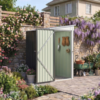 4x6FT Metal Garden Tool Shed With Pent Roof Lockable Door And Vents