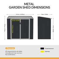5x3ft Metal Bin Storage Shed Lockable Pent Roof Garden Unit
