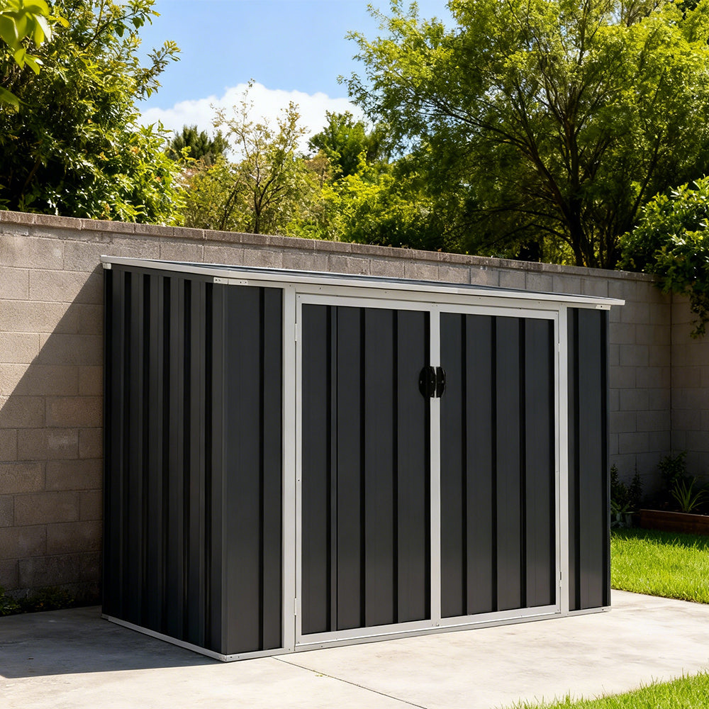 5x3ft Metal Bin Storage Shed Lockable Pent Roof Garden Unit