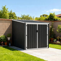 5x7ft Metal Lockable Garden Bike Storage Shed 3 Bikes Pent Roof