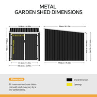 5x7ft Metal Lockable Garden Bike Storage Shed 3 Bikes Pent Roof