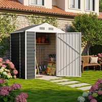 6ft Metal Lockable Garden Storage Shed Apex Roof Ventilated