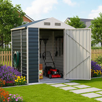 6ft Metal Lockable Garden Storage Shed Apex Roof Ventilated