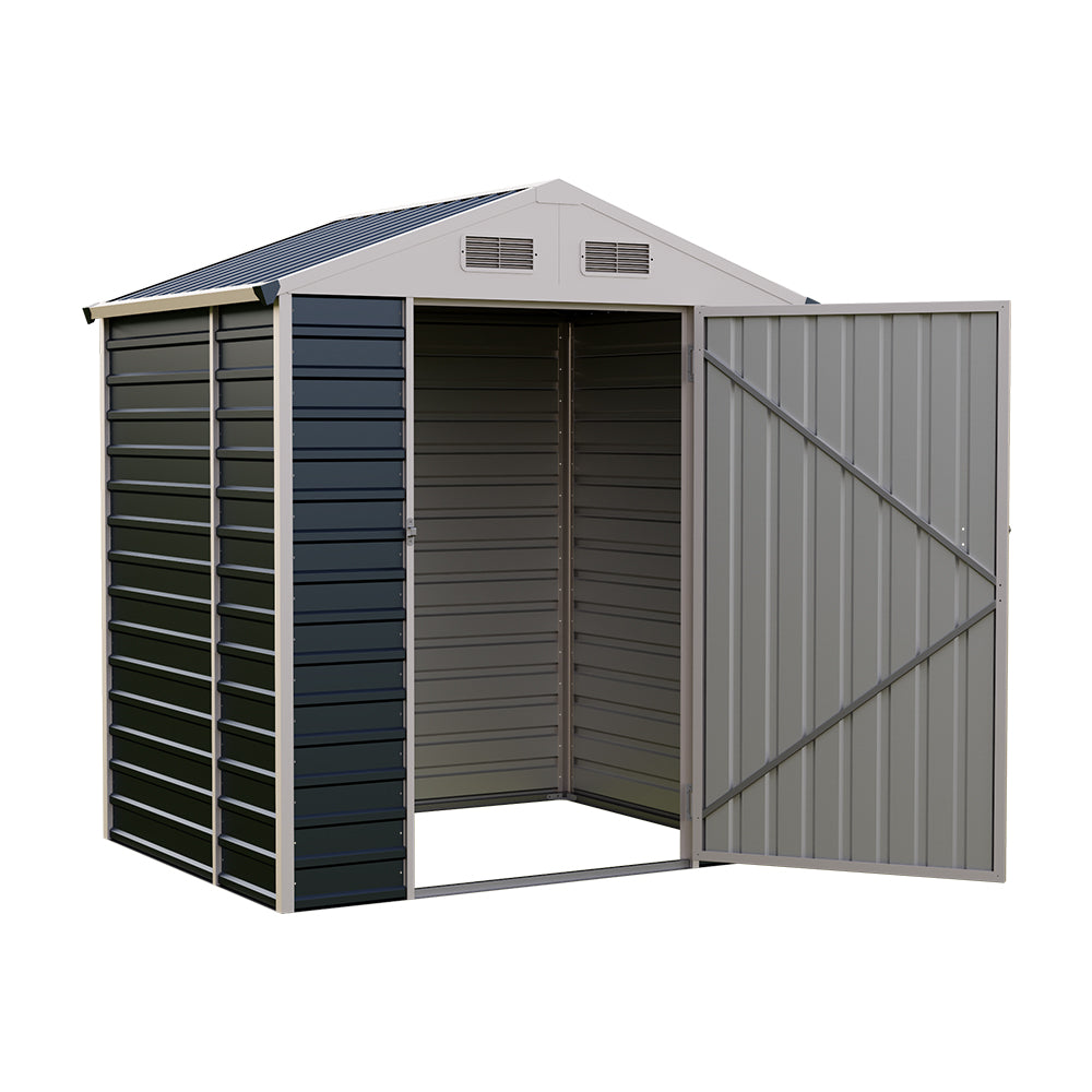 6ft Metal Lockable Garden Storage Shed Apex Roof Ventilated