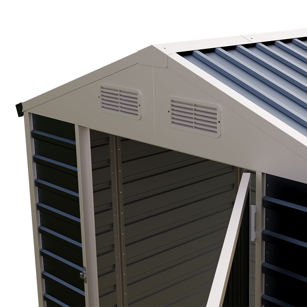 6ft Metal Lockable Garden Storage Shed Apex Roof Ventilated