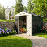 6ft Metal Lockable Garden Storage Shed Apex Roof Ventilated