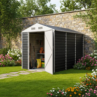 6ft Metal Lockable Garden Storage Shed Apex Roof Ventilated