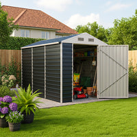 6ft Metal Lockable Garden Storage Shed Apex Roof Ventilated