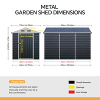 6ft Metal Lockable Garden Storage Shed Apex Roof Ventilated