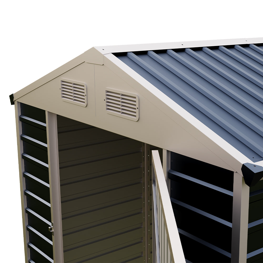 6ft Metal Lockable Garden Storage Shed Apex Roof Ventilated