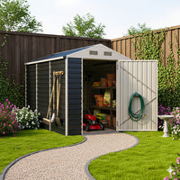 6ft Metal Lockable Garden Storage Shed Apex Roof Ventilated