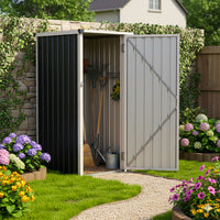 3x3ft Metal Garden Storage Shed Lockable Pent Roof Compact Unit