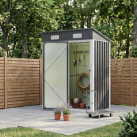 5x3FT Galvanised Metal Garden Shed With Pent Roof Lockable Door