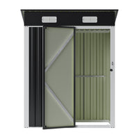 5x3FT Galvanised Metal Garden Shed With Pent Roof Lockable Door