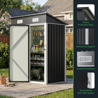 5x3FT Galvanised Metal Garden Shed With Pent Roof Lockable Door