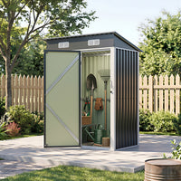 5x3FT Galvanised Metal Garden Shed With Pent Roof Lockable Door