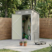 5x3FT Galvanised Metal Garden Shed With Pent Roof Lockable Door