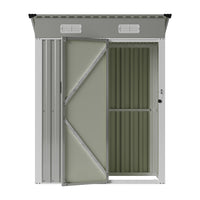 5x3FT Galvanised Metal Garden Shed With Pent Roof Lockable Door