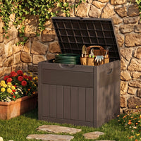 126L Wood Grain Outdoor Garden Storage Box With Combination Padlock