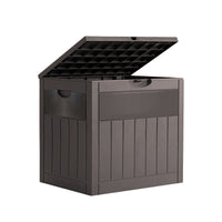 126L Wood Grain Outdoor Garden Storage Box With Combination Padlock
