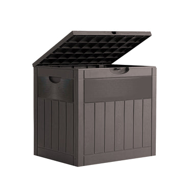 126L Wood Grain Outdoor Garden Storage Box With Combination Padlock