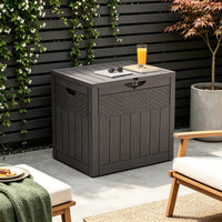 126L Wicker Effect Outdoor Garden Storage Box With Lockable Lid