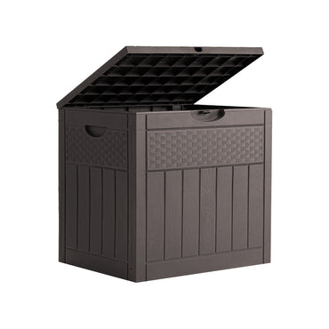 126L Wicker Effect Outdoor Garden Storage Box With Lockable Lid