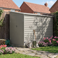 4.6 x 9FT Metal Pent Roof Garden Tool Storage Shed With Double Doors And Hooks