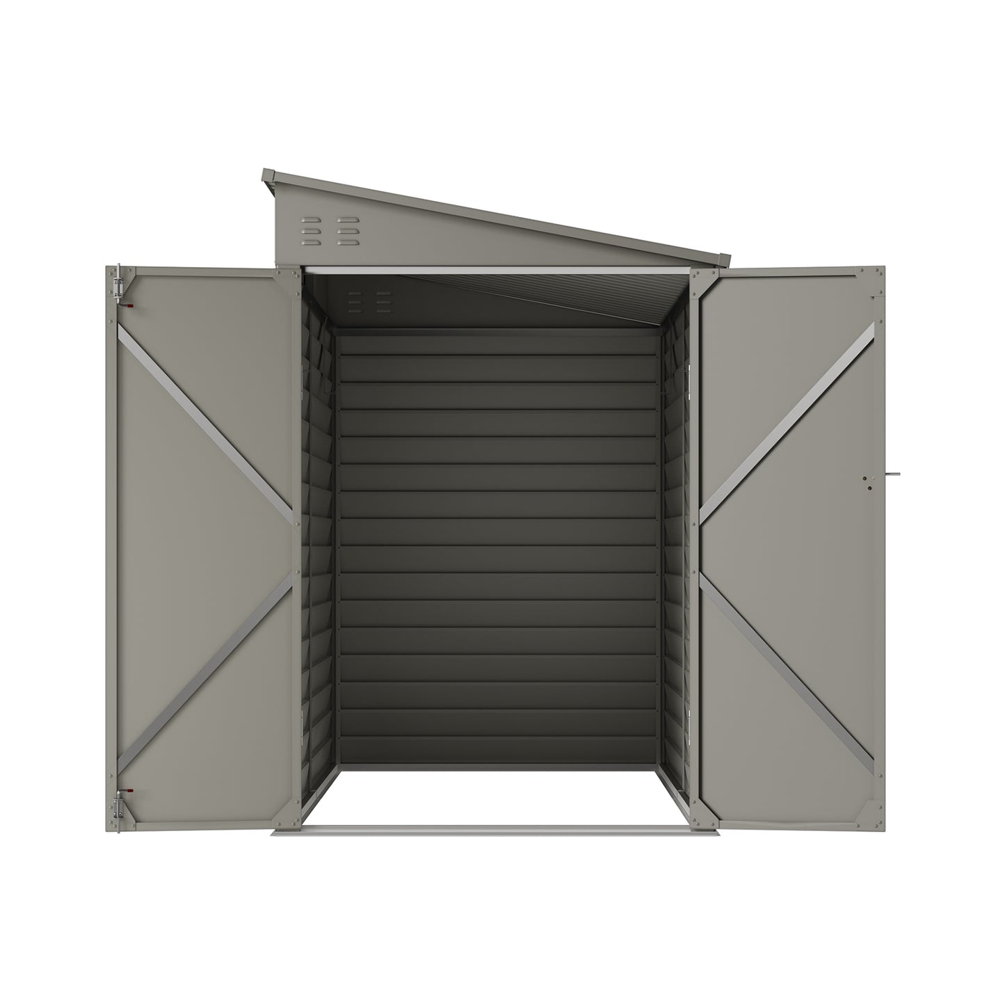 4.6 x 9FT Metal Pent Roof Garden Tool Storage Shed With Double Doors And Hooks
