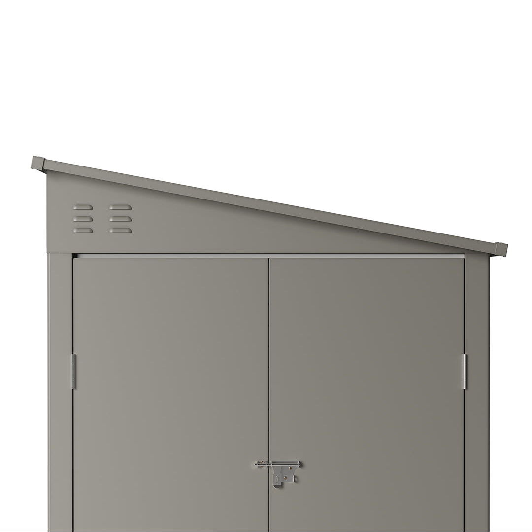 4.6 x 9FT Metal Pent Roof Garden Tool Storage Shed With Double Doors And Hooks