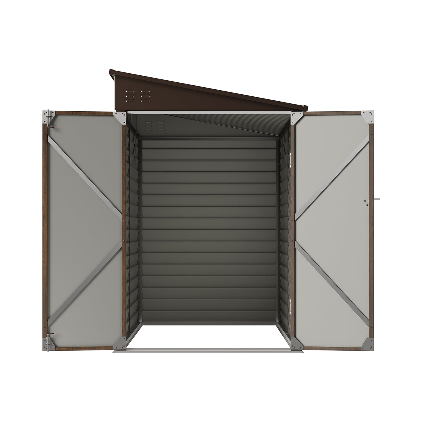 4.6 x 9FT Metal Pent Roof Garden Tool Storage Shed With Double Doors And Hooks