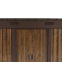 4 x 8FT Metal Wood Grain Outdoor Garden Tool Storage Shed with Lockable Doors