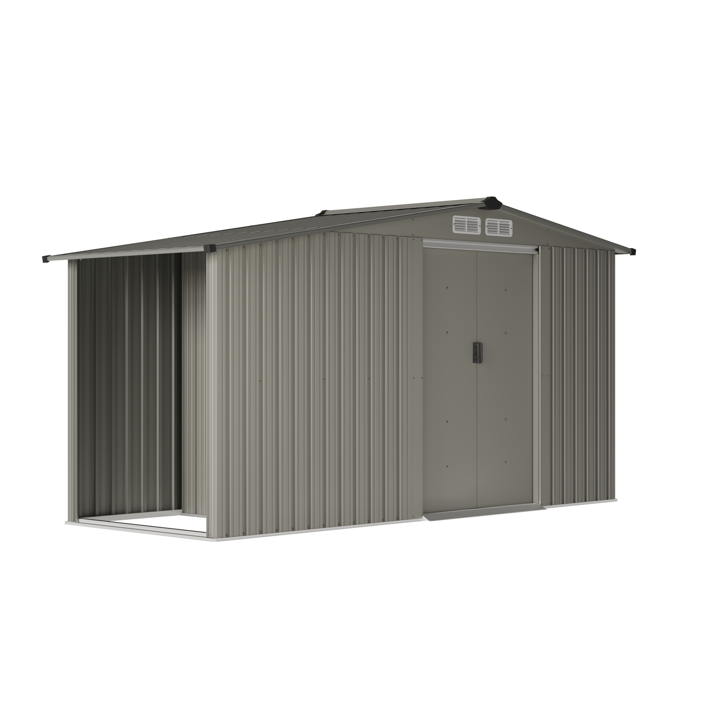 4x8FT Outdoor Metal Garden Tool Storage Shed with Log Storage