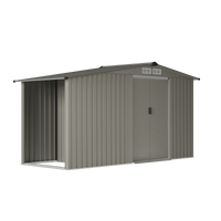 4x8FT Outdoor Metal Garden Tool Storage Shed with Log Storage
