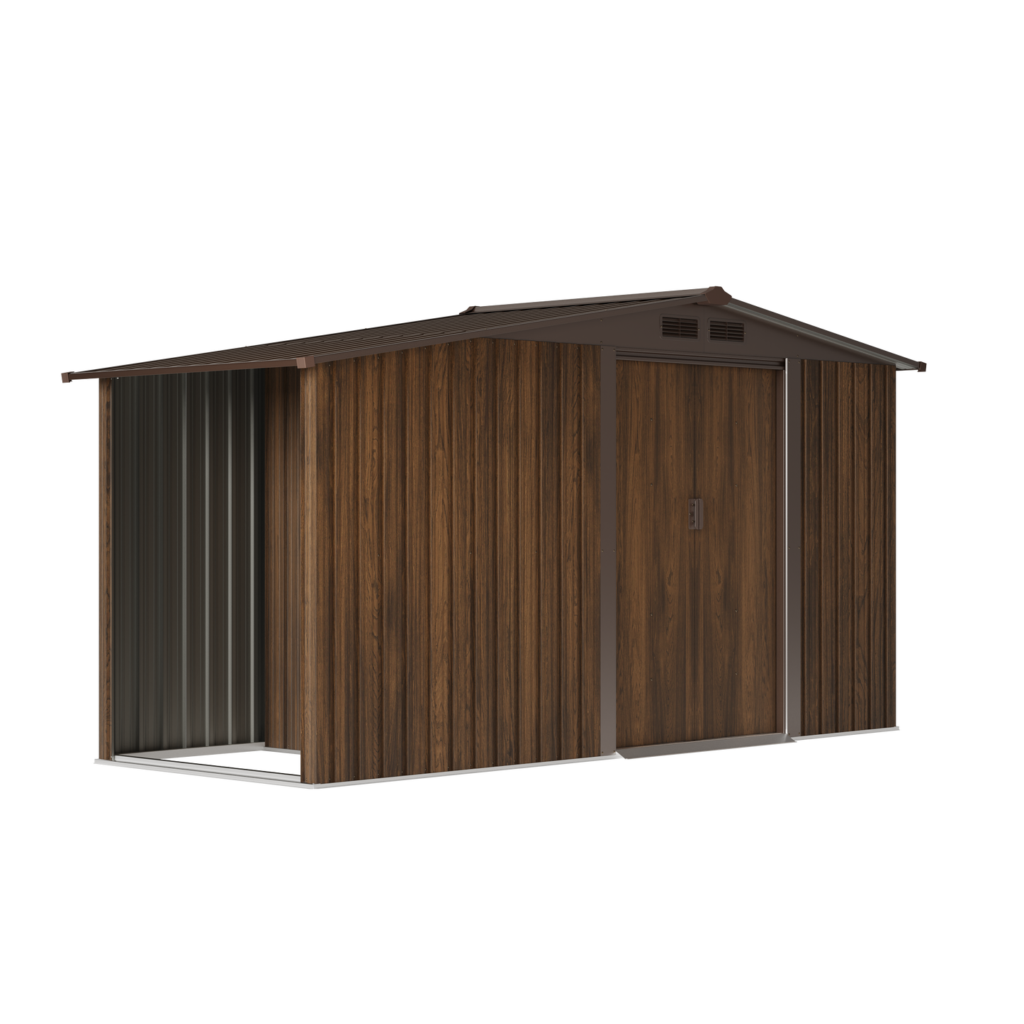4x8FT Outdoor Metal Garden Tool Storage Shed with Log Storage