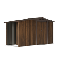 4x8FT Outdoor Metal Garden Tool Storage Shed with Log Storage