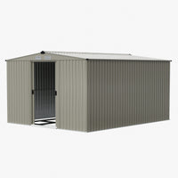 12x10FT Metal Garden Outdoor Storage Tool Shed with Double Sliding Doors
