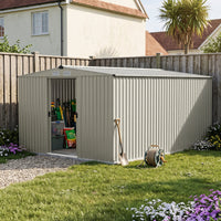 12x10FT Metal Garden Outdoor Storage Tool Shed with Double Sliding Doors