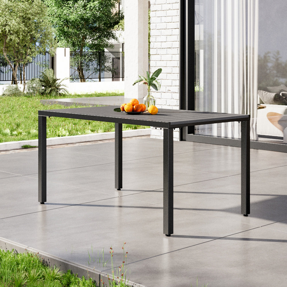 Grey Garden Wood Effect Patio Table with Parasol Hole