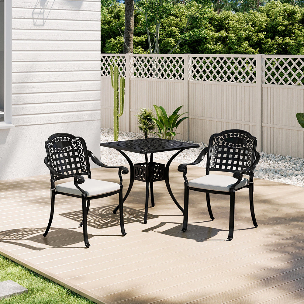 Black Garden Cast Aluminium Square Patio Table