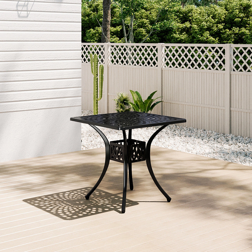Black Garden Cast Aluminium Square Patio Table