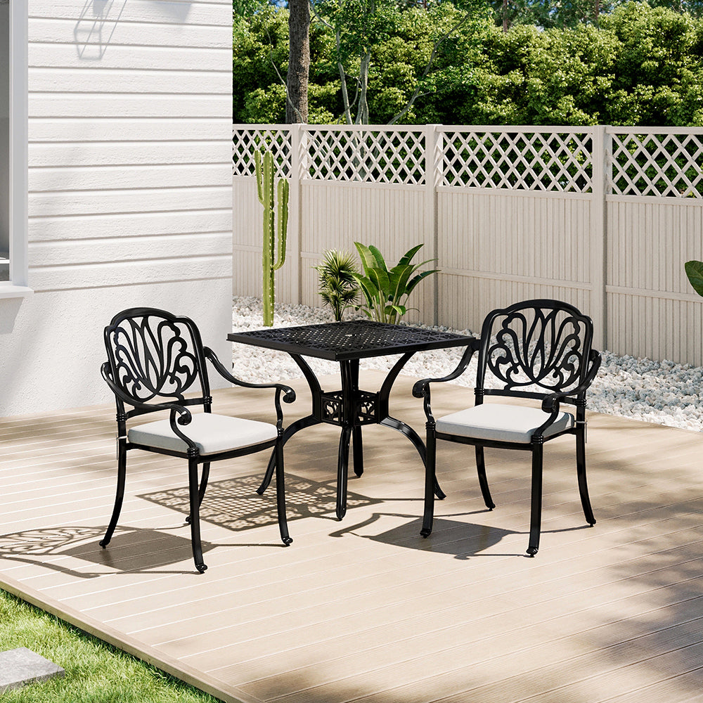 Black Cast Aluminium Square Garden Patio Table